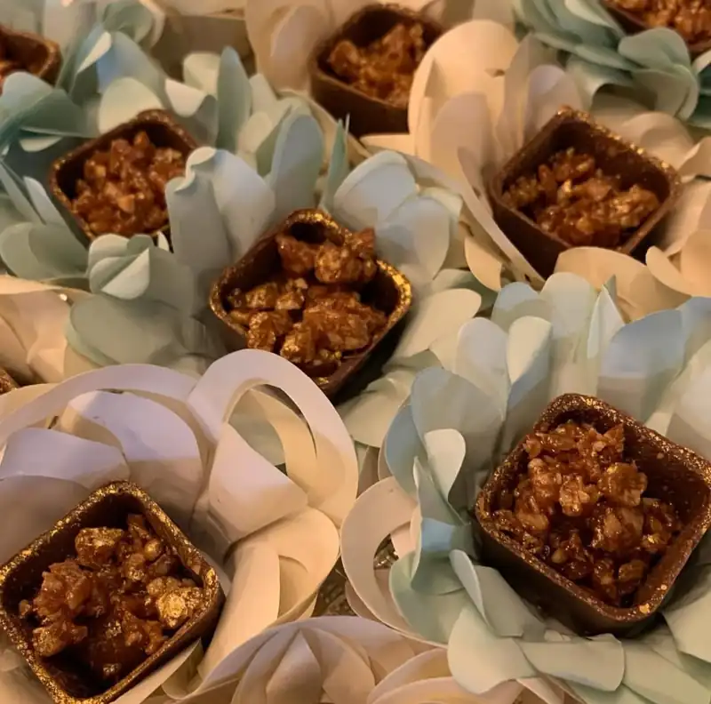 Crocante de amendoim — doce de leite e Xerém de amendoim crocante